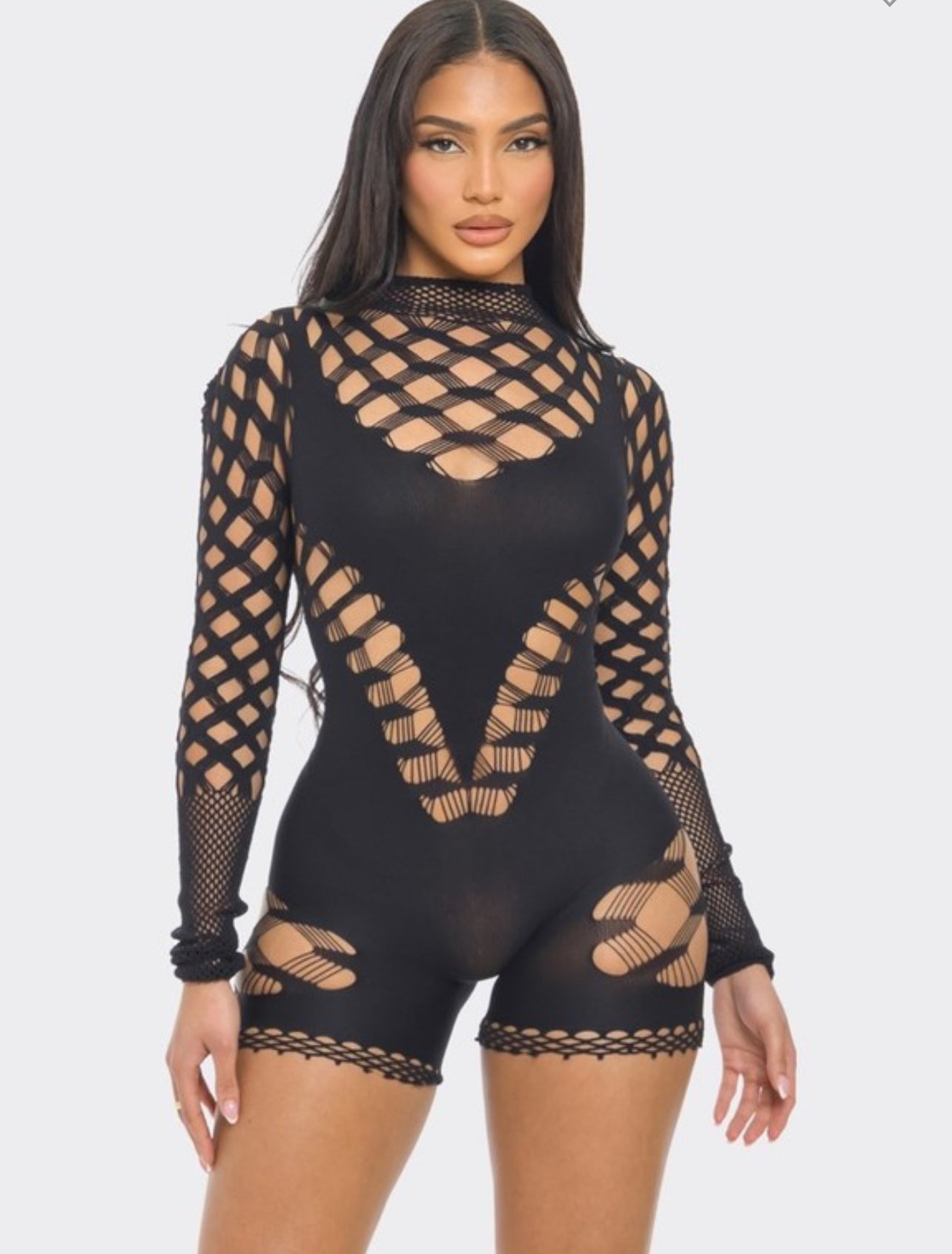 Sexy long sleeve cut out romper