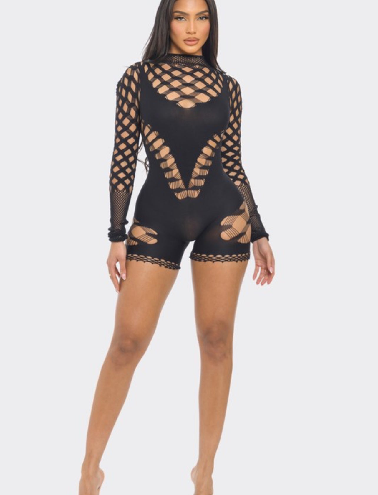 Sexy long sleeve cut out romper